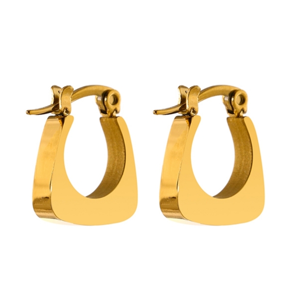 Fashion Stainless Steel Square Geometric Hoop Earrings - Picture 5 of 8